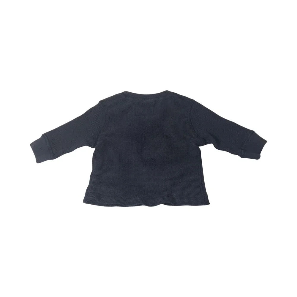 Childrens Place Boys Navy Baseball League Thermal Waffle Knit Shirt 6-9 Months
